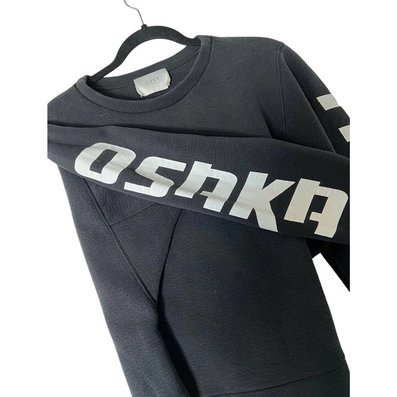 JUST FEMALE Womens Sweatshirt Black OSAKA TIGERS Pullover Spellout Size S - Picture 3 of 6